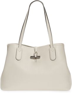 Roseau Essential Mid Leather Tote - White