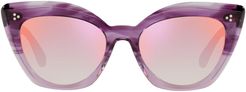 Laiya 55mm Gradient Butterfly Sunglasses - Jacaranda / Soft Pink Mirror