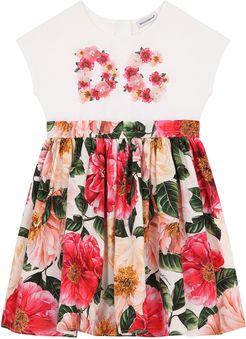 Girl's Dolce & gabbana Kids' Camellia Print Jersey & Poplin Dress