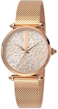 Just Cavalli Women's Leopard Detail Mesh Strap Watch, 32mm at Nordstrom Rack