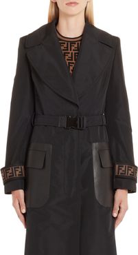 Leather Pocket Trench Coat