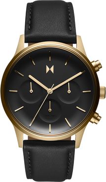 Duet Chronograph Leather Strap Watch, 38mm