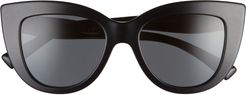 51mm Cat Eye Sunglasses - Black/ Grey Solid