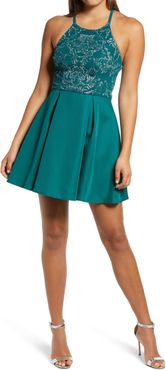 Caviar Pleated Skirt Satin Minidress