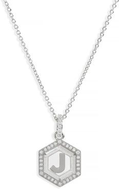 Hexagon Initial Pendant Necklace