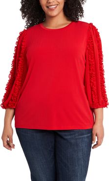 Plus Size Women's Cece Ruffle Sleeve Knit Top