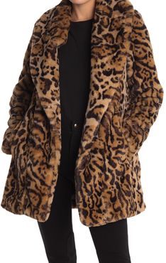 BCBGMAXAZRIA Leopard Print Faux Fur Coat at Nordstrom Rack