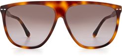 61mm Gradient Flat Top Sunglasses - Dark Havana/ Brown Gradient
