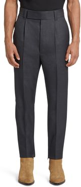 Pleated Slim Stretch Cotton Trousers