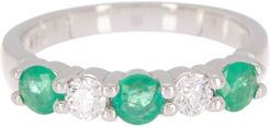 Effy 14K White Gold Prong Set Emerald & Diamond Ring - Size 7 at Nordstrom Rack