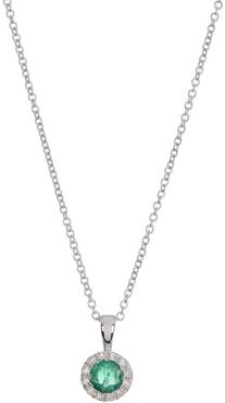 Effy 14K White Gold Prong Set Emerald & Pave Diamond Pendant Necklace at Nordstrom Rack