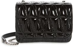 Versace Virtus Matelasse Patent Leather Shoulder Bag - Black
