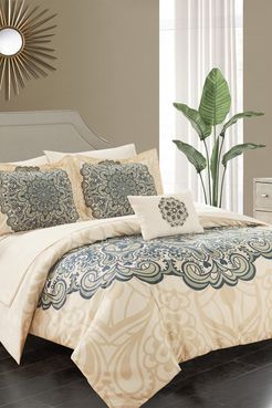 Chic Home Bedding Queen Almira Reversible Boho Inspired Large Scale Medallion Print Design Comforter 8-Piece Set - Beige at Nord