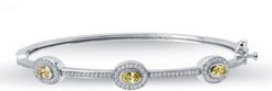 LaFonn Platinum Over Sterling Silver Micro Pave Simulated Canary Oval Bangle at Nordstrom Rack