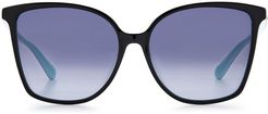 Brigitte 58mm Gradient Cat Eye Sunglasses - Black/ Grey Shaded