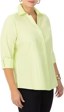 Plus Size Women's Foxcroft 'Taylor' Three-Quarter Sleeve Pinpoint Cotton Shirt