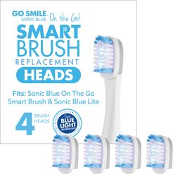 Go Smile 4-Pack On The Go Sonic Blue Replacement Brush Heads
