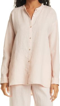 Band Collar Linen Shirt