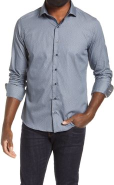 Dry Touch Fan Print Performance Button-Up Shirt