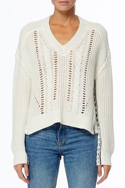 360 Cashmere Gypsy Pointelle Organic Cotton V-Neck Sweater at Nordstrom Rack