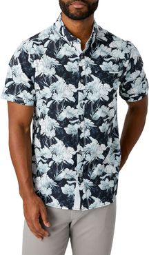 Sunset Floral Slim Fit Short Sleeve Performance Button-Down Shirt