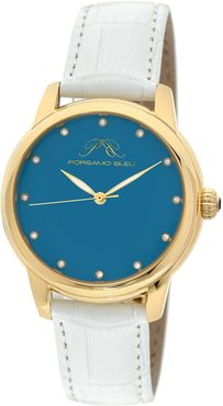 Porsamo Bleu Women's Gemma Diamond Genuine Embossed Leather Watch, 38mm - 0.06 ctw at Nordstrom Rack