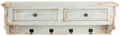 Willow Row Large Farmhouse Distressed White Wood Floating Shelf with Hooks and Drawers - 42"x 13   H at Nordstrom Rack