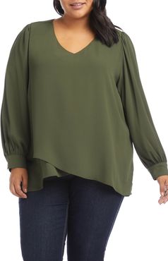 Plus Size Women's Karen Kane Crossover Blouson Sleeve Crepe Top