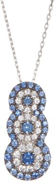 Suzy Levian Sterling Silver Sapphire & Diamond Accent Graduated Pendant Necklace at Nordstrom Rack