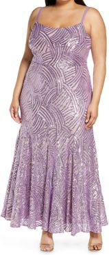Plus Size Women's Morgan & Co. Sequin Embellished Gown