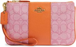 Signature Jacquard Small Wristlet - Pink