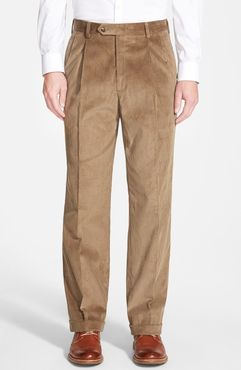 Pleated Classic Fit Corduroy Trousers