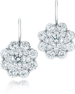 Diamond Cluster Platinum Drop Earrings