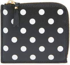 Dot Print Half Zip Wallet - Black