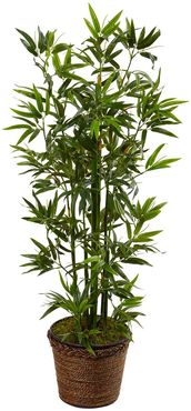 NEARLY NATURAL Green 4' Bamboo Artificial Tree in Coiled Rope Planter at Nordstrom Rack