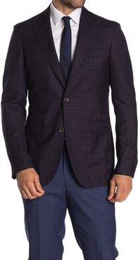 Strong Suit Navy Plaid Two Button Peak Lapel Wool Sport Coat at Nordstrom Rack