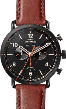 The Canfield Sport Chrongraph Leather Strap Watch, 45mm