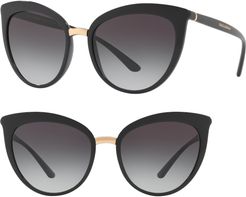 55mm Gradient Cat Eye Sunglasses - Black