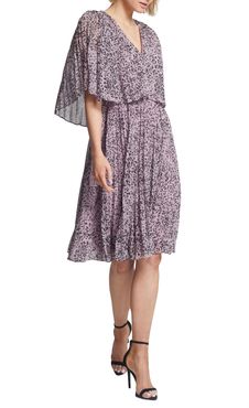 Marble Print Popover Pleated Dress