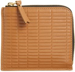 Brick Embossed Half Zip Wallet - Beige