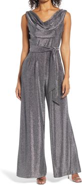 Metallic Cowl Neck Sleeveless Jumpsuit