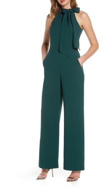 Bow Neck Stretch Crepe Jumpsuit