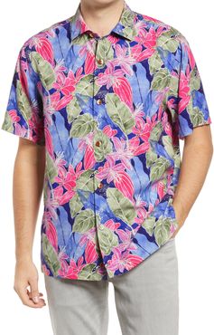 Ibiza Beach Club Short Sleeve Silk Button-Up Camp Shirt