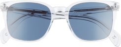 52mm Polarized Rectangular Sunglasses - Crystal/ Blue