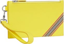 Laurie Icon Stripe Leather Pouch - Yellow