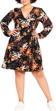 Plus Size Women's City Chic Floral Long Sleeve Wrap Dress