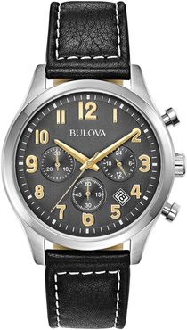 Bulova Men's Quartz Analog Leather Strap Watch, 41mm at Nordstrom Rack