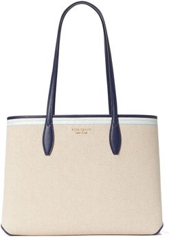 All Day Large Rattan Tote - Blue