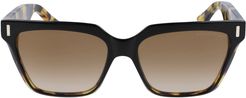 57mm Square Sunglasses - Camouflage/ Brown Gradient