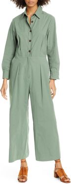 SEVENTY VENEZIA Stretch Cotton Poplin Long Sleeve Utility Jumpsuit at Nordstrom Rack